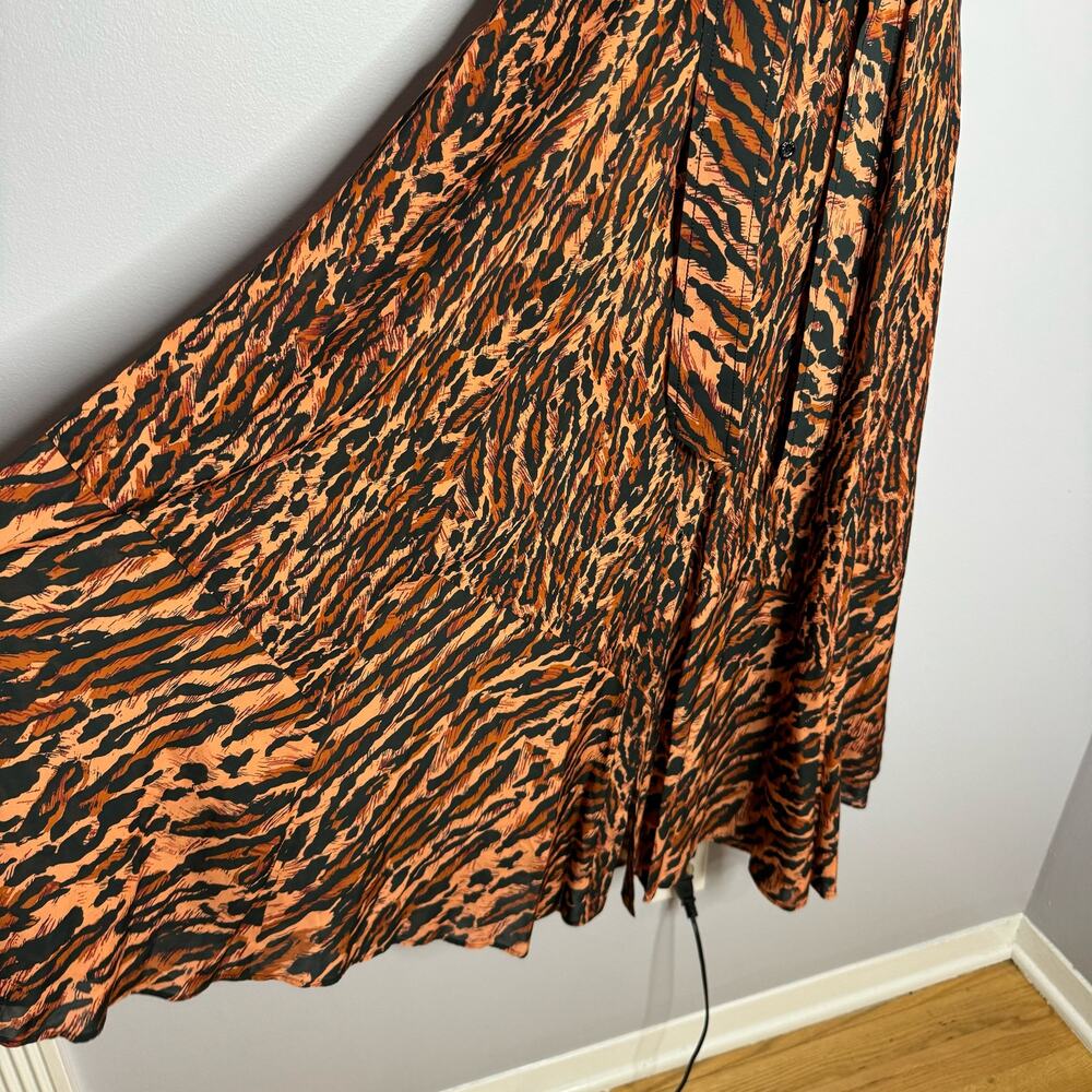 SANDRO Eliza Animal-Print Belted Midi Shirtdress Waist Belted Sz S - Picture 6 of 16